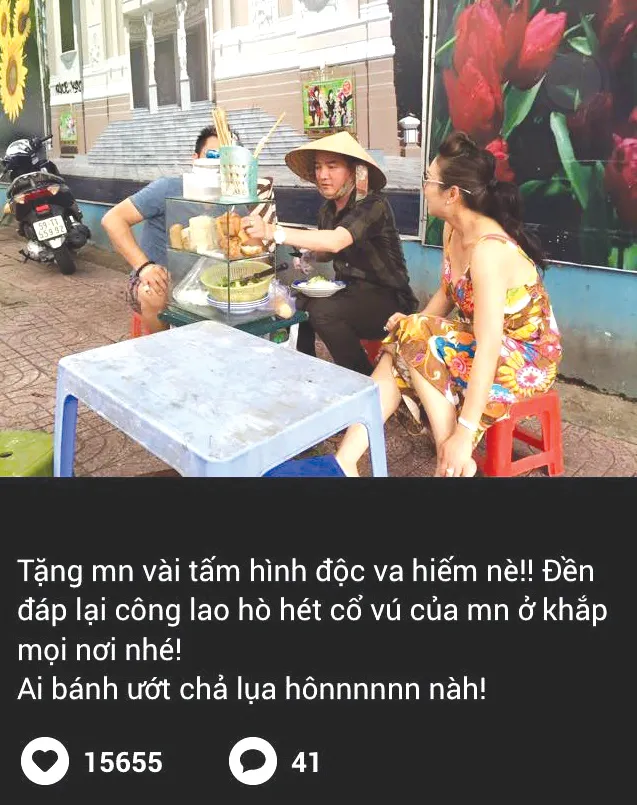 Đàm Vĩnh Hưng đội nón lá bán bánh ướt ảnh 1