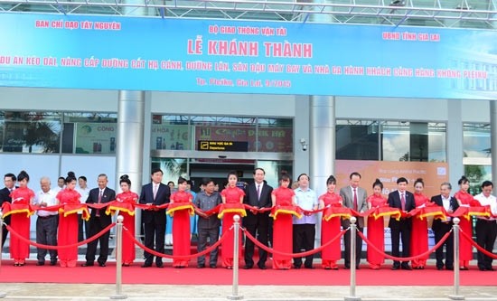 ribbon cutting ceremony Pleiku airport upgrade project marks 70th anniversary of August Revolution and National Day. ribbon cutting ceremony Pleiku airport upgrade project marks 70th anniversary of August Revolution and National Day.