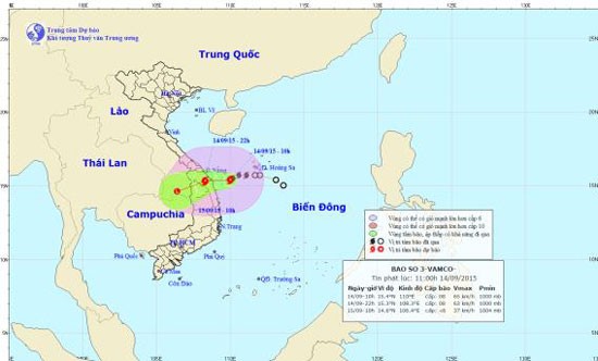 Direction of new storm. (Photo: the National Hydrology Meteorology Forecast Center) Direction of new storm. (Photo: the National Hydrology Meteorology Forecast Center)