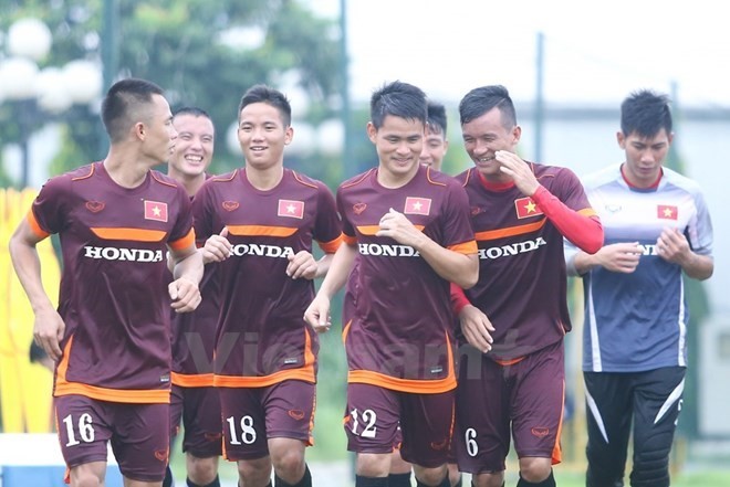 Vietnamese players at a training session (Photo: VNA) Vietnamese players at a training session (Photo: VNA)