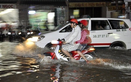 Flood water submerged a road in Hiep Binh Chanh Ward, Thu Duc District in HCM City. At least 103 irrigation lakes will be dug in the city to cope with flooding. — VNA/VNS Photo Manh Linh Flood water submerged a road in Hiep Binh Chanh Ward, Thu Duc District in HCM City. At least 103 irrigation lakes will be dug in the city to cope with flooding. — VNA/VNS Photo Manh Linh