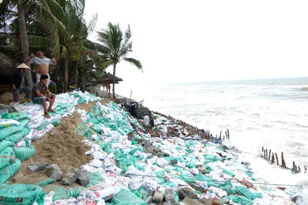 Cảnh hàng trăm người dân cứu bờ biển Cửa Đại đang sạt lở nghiêm trọng ảnh 10