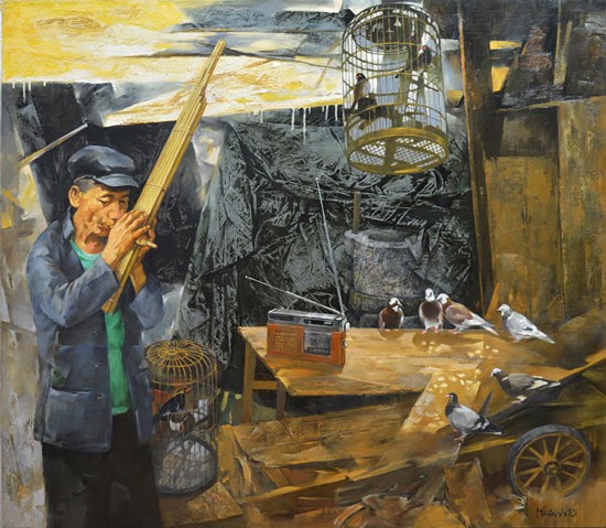 A oil painting under theme "March" by Mai Xuan Oanh A oil painting under theme "March" by Mai Xuan Oanh