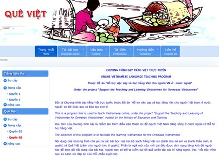 The display of website tiengvietonline.com.vn teaching mother tongue for Vietnamese overseas. — Photo vietnamplus.vn The display of website tiengvietonline.com.vn teaching mother tongue for Vietnamese overseas. — Photo vietnamplus.vn
