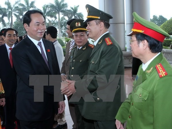 Newly-elected President Tran Dai Quang meets with key officials from Ninh Binh province (Photo: VNA) Newly-elected President Tran Dai Quang meets with key officials from Ninh Binh province (Photo: VNA)