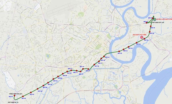 The first BRT route along Vo Van Kiet-Mai Chi Tho streets is expected to come into operation in HCMC by 2019 (Photo: SGGP) The first BRT route along Vo Van Kiet-Mai Chi Tho streets is expected to come into operation in HCMC by 2019 (Photo: SGGP)
