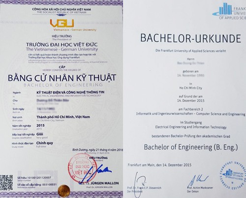 The bachelor’s degree of Vietnamese-German University (VGU). (Photo:Huyen Huong) The bachelor’s degree of Vietnamese-German University (VGU). (Photo:Huyen Huong)