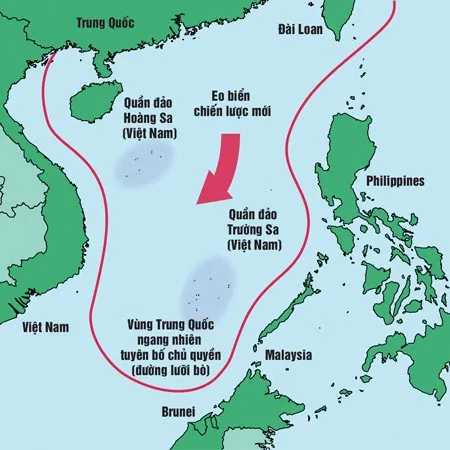 Trung Quốc âm mưu tạo eo biển chiến lược ở biển Đông