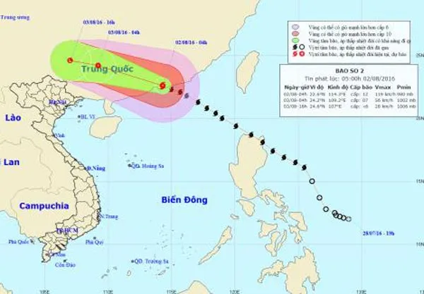 Bão số 2 có thể ảnh hưởng đến vùng biển và đất liền nước ta