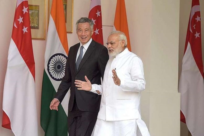 Singaporean Prime Minister Lee Hsien Loong and Indian Prime Minister Narendra Modi at Hyderabad House in New Delhi. (Photo: www.straitstimes.com) Singaporean Prime Minister Lee Hsien Loong and Indian Prime Minister Narendra Modi at Hyderabad House in New Delhi. (Photo: www.straitstimes.com)