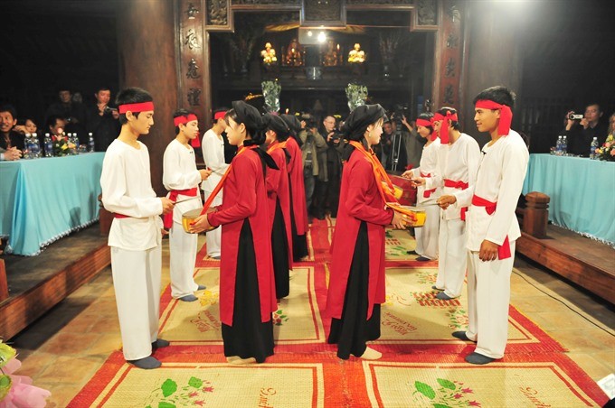 Cultural revival: After four years of xoan singing being listed as in urgent need of protection, Việt Nam submitted a report to UNESCO last year stating that xoan singing has seen a revival, thanks to the great efforts made by Phú Thọ Province. — Photo dulichphutho.com.vn Cultural revival: After four years of xoan singing being listed as in urgent need of protection, Việt Nam submitted a report to UNESCO last year stating that xoan singing has seen a revival, thanks to the great efforts made by Phú Thọ Province. — Photo dulichphutho.com.vn