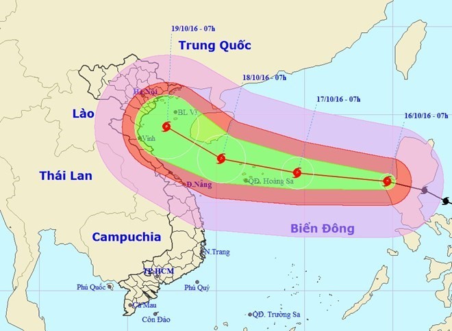 The forecast path of typhoon Sarika (Photo: nchmf.gov.vn) The forecast path of typhoon Sarika (Photo: nchmf.gov.vn)