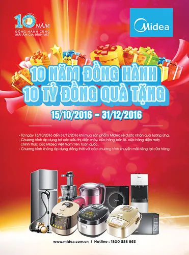 Midea triển khai chương trình khuyến mãi 10 tỷ đồng quà tặng