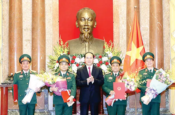 Thăng quân hàm cấp Thượng tướng cho 4 sĩ quan cấp cao QĐNDVN