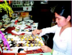 Sơn nữ nuôi bướm làm tranh