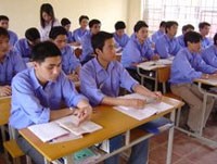 Laborers study foreign languages before they are sent to work abroad Laborers study foreign languages before they are sent to work abroad