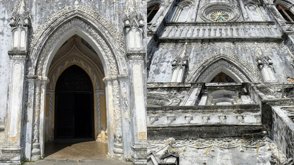 Nhà thờ được xây dựng theo lối kiến trúc Gothic - một phong cách kiến trúc bắt đầu phát triển từ nửa sau thời Trung cổ ở Tây Âu và thịnh hành cho đến tận cuối thế kỷ 16 z7166704114550_b3ce26f447030fb961c3eb576f2fad04.jpg