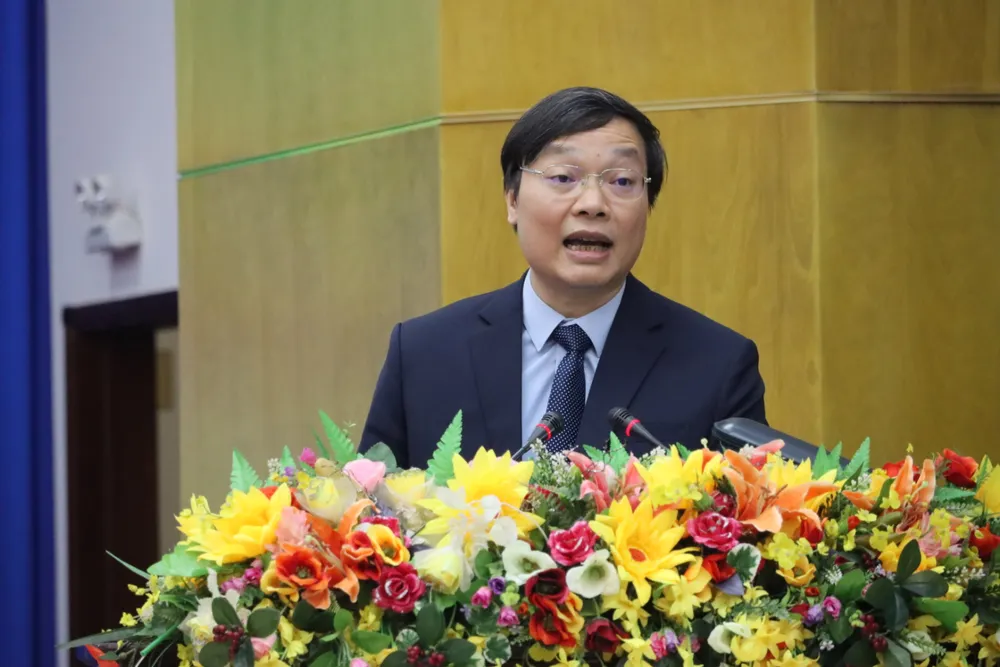 Ông Trương Hải Long, Chủ tịch UBND tỉnh Gia Lai phát biểu khai mạc hội nghị. Ảnh: HỮU PHÚC a3-4293.jpg