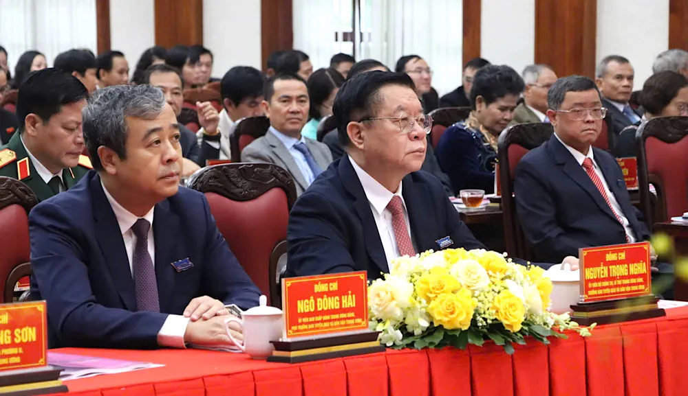 Đồng chí Nguyễn Trọng Nghĩa, Ủy viên Bộ Chính trị, Bí thư Trung ương Đảng, Trưởng Ban Tuyên giáo và Dân vận Trung ương dự đại hội. Ảnh: HỮU PHÚC htf.jpeg