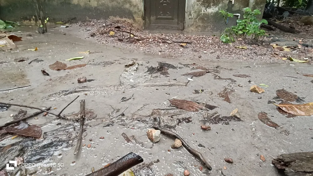 Sau nhà của một hộ gia đình toàn bùn đất. Ảnh:XUÂN QUỲNH Sau nhà của một hộ gia đình toàn bùn đất. Ảnh:XUÂN QUỲNH