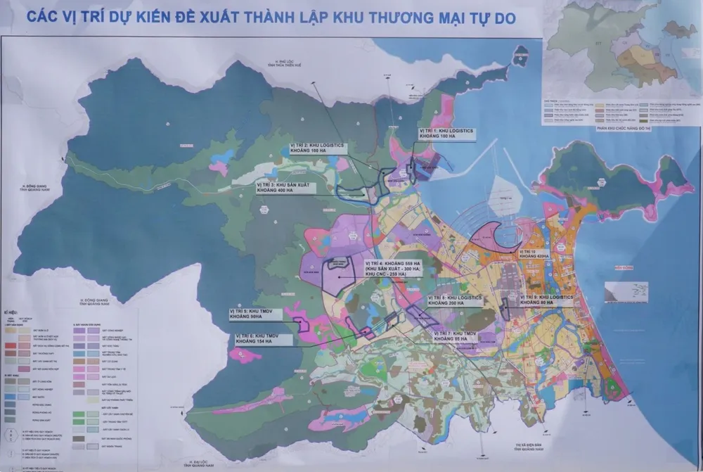 Một số vị trí đề xuất thành lập khu thương mại tự do. Ảnh: XUÂN QUỲNH xem-xet-quyet-dinh-thanh-lap-khu-thuong-mai-tu-do-da-nang-vi-tri-de-xuat-1726370563.jpg