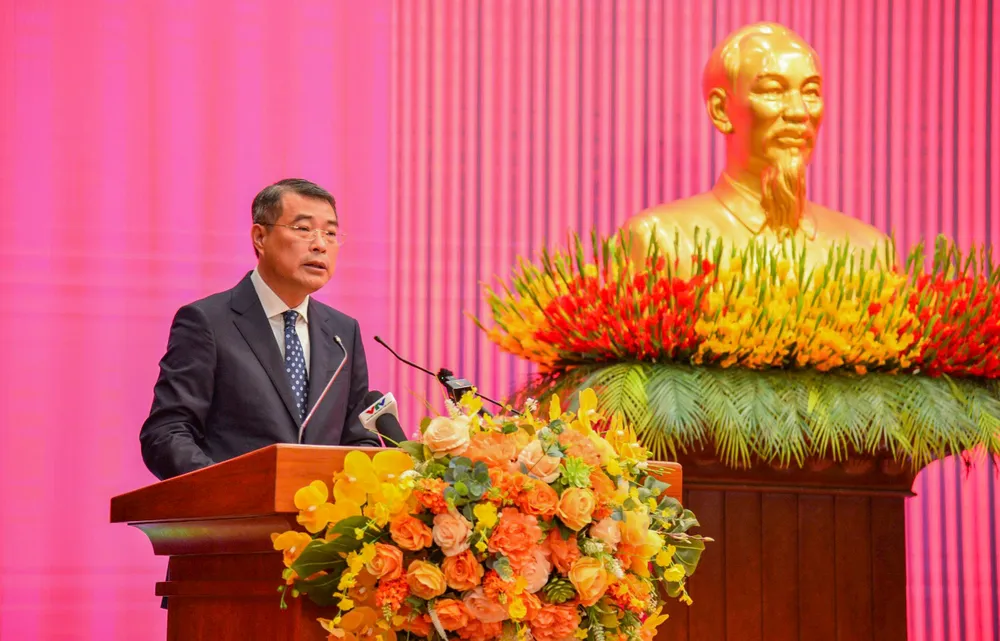 Đồng chí Lê Minh Hưng, Ủy viên Bộ Chính trị, Trưởng Ban Tổ chức Trung ương phát biểu. Ảnh: XUÂN QUỲNH z7123743467316_56abf7070c225990e5f51d9244c46868.jpg