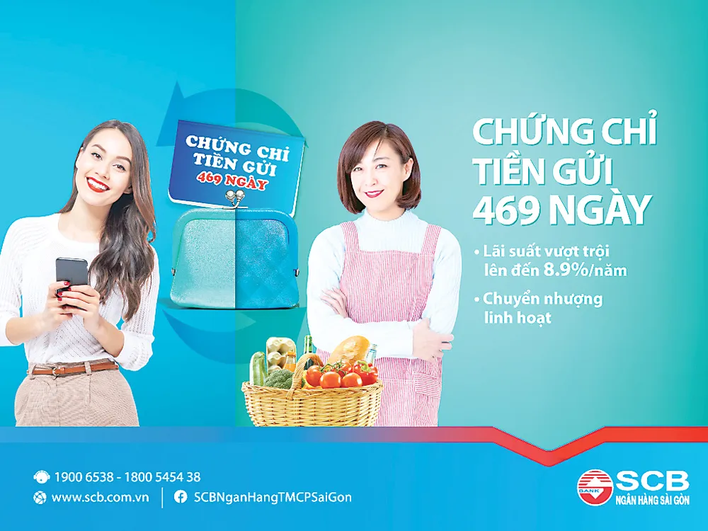 Khách hàng được hưởng mức lãi suất vượt trội khi tham gia sản phẩm chứng chỉ tiền gửi SCB