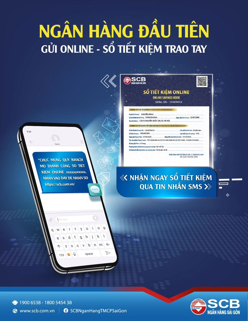 SCB là ngân hàng đầu tiên gửi online sổ tiết kiệm trao tay - Nay có thể dễ dàng nhận ngay sổ qua SMS