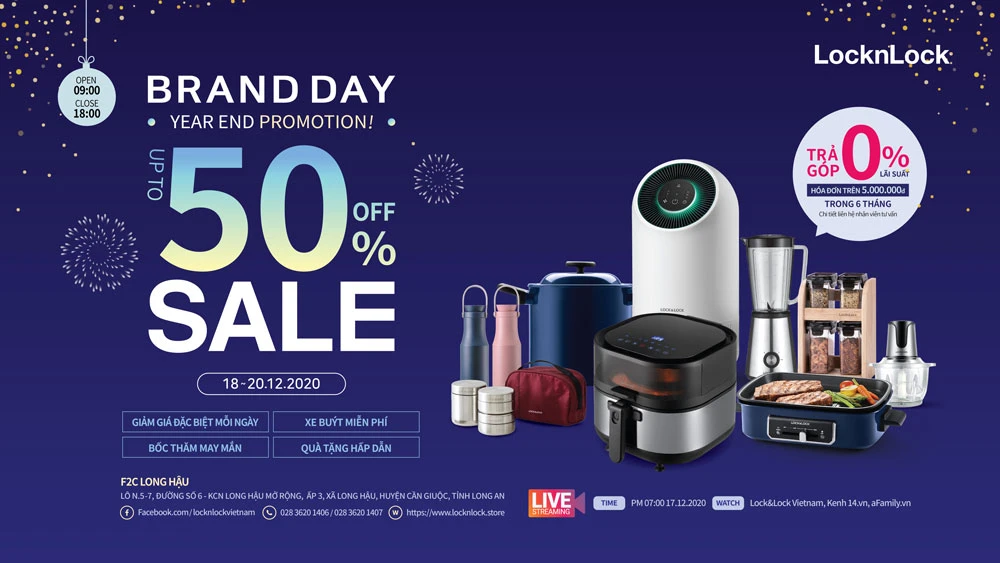 LOCK&LOCK ưu đãi giảm giá 50% trong sự kiện Brand Day mùa mua sắm cuối năm 