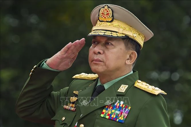 Tổng Tư lệnh các lực lượng vũ trang Min Aung Hlaing. Ảnh: AFP/TTXVN