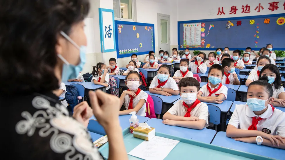 Một lớp học mùa đại dịch ở Trung Quốc. Ảnh: THX