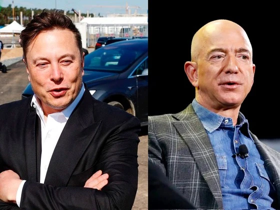 Ông chủ Tesla Elon Musk và tỷ phú Jeff Bezos