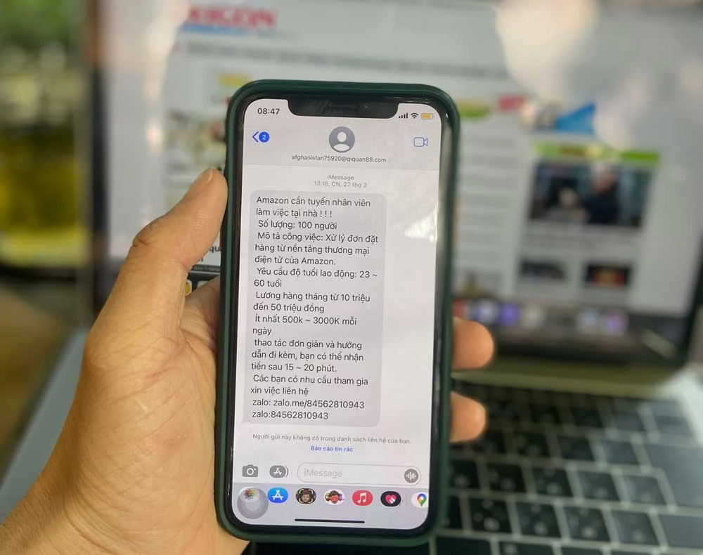 Nhiều người sử dụng điện thoại hệ điều hành ios nhận tin nhắn rác trên iMessage có dấu hiệu lừa đảo