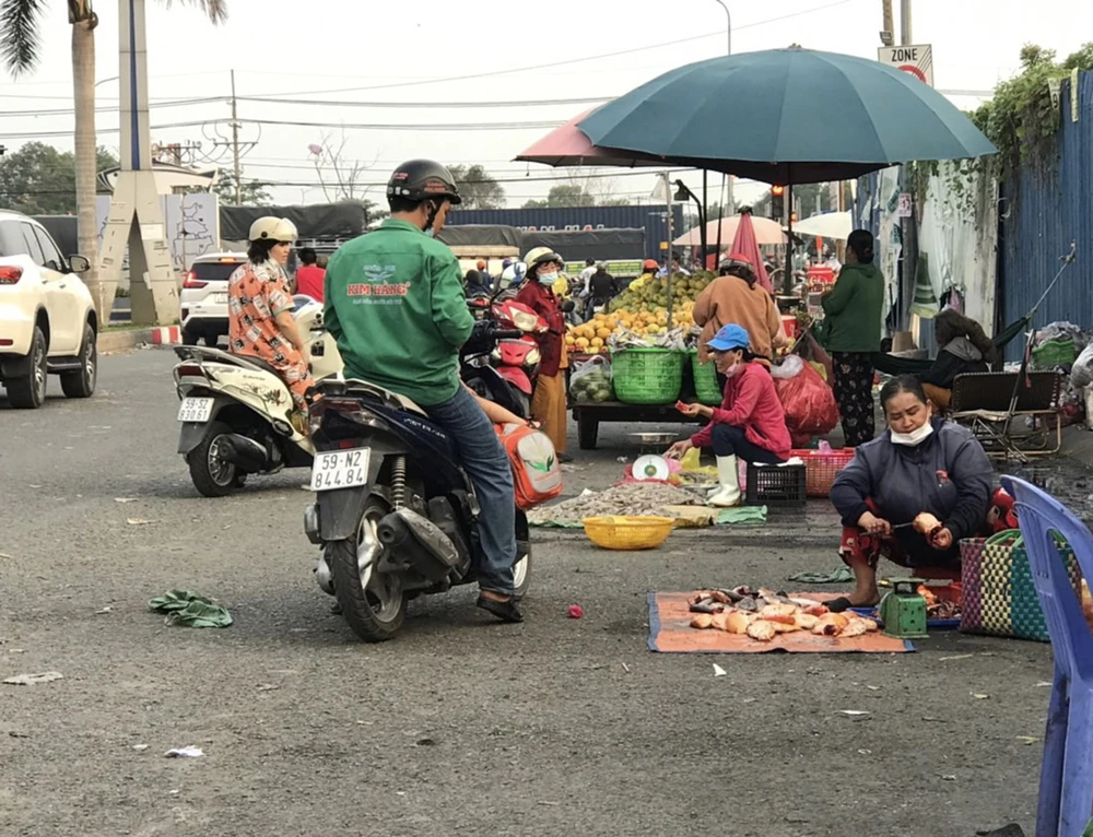 Chợ tự phát bủa vây chợ đầu mối Bình Điền