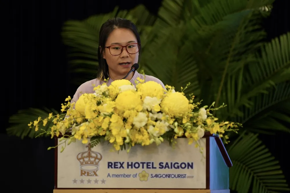 Th.S Nguyễn Thị Thu Hà (Đại học Kinh tế TPHCM) phát biểu tại hội thảo. Ảnh: HOÀNG HÙNG