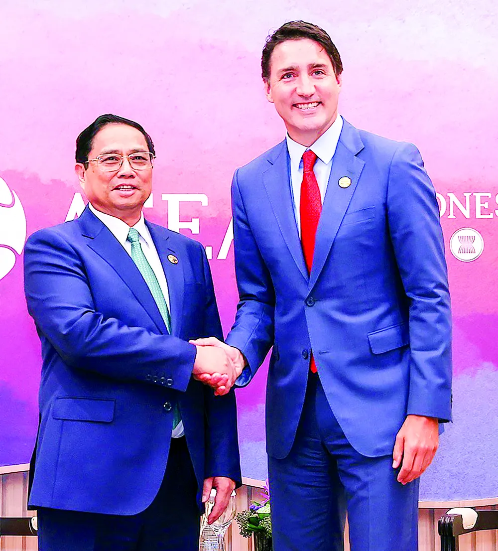 Thủ tướng Phạm Minh Chính gặp Thủ tướng Canada Justin Trudeau. Ảnh: TTXVN Thủ tướng Phạm Minh Chính gặp Thủ tướng Canada Justin Trudeau. Ảnh: TTXVN