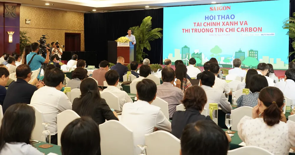 Quang cảnh hội thảo về tài chính xanh và thị trường tín chỉ carbon. Ảnh: HOÀNG HÙNG Quang cảnh hội thảo về tài chính xanh và thị trường tín chỉ carbon. Ảnh: HOÀNG HÙNG