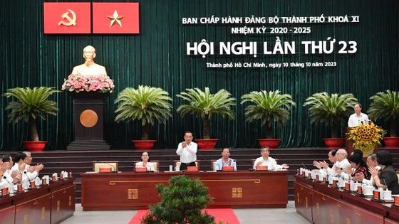 Các đại biểu tham dự Hội nghị Thành ủy lần thứ 23 vào tháng 10 vừa qua. Ảnh: VIỆT DŨNG