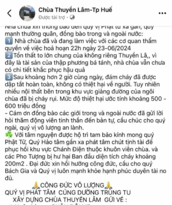 Nội dung kêu gọi cúng dường sau vụ cháy chùa Thuyền Lâm z5569580518254_20ff73372c7cb094d9ee512c49da945a.jpg