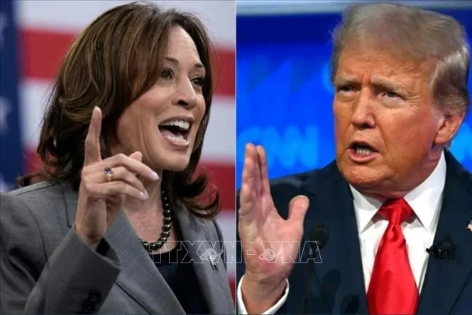 Ứng cử viên Tổng thống của đảng Dân chủ, Phó Tổng thống Mỹ Kamala Harris (trái) và ứng cử viên đảng Cộng hòa Donald Trump. Ảnh: AP/TTXVN