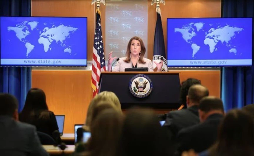 Người phát ngôn Bộ Ngoại giao Mỹ Tammy Bruce trong cuộc họp báo ở Washington DC., ngày 6-3-2025. Ảnh: REUTERS/TTXVN Người phát ngôn Bộ Ngoại giao Mỹ Tammy Bruce trong cuộc họp báo ở Washington DC., ngày 6-3-2025. Ảnh: REUTERS/TTXVN
