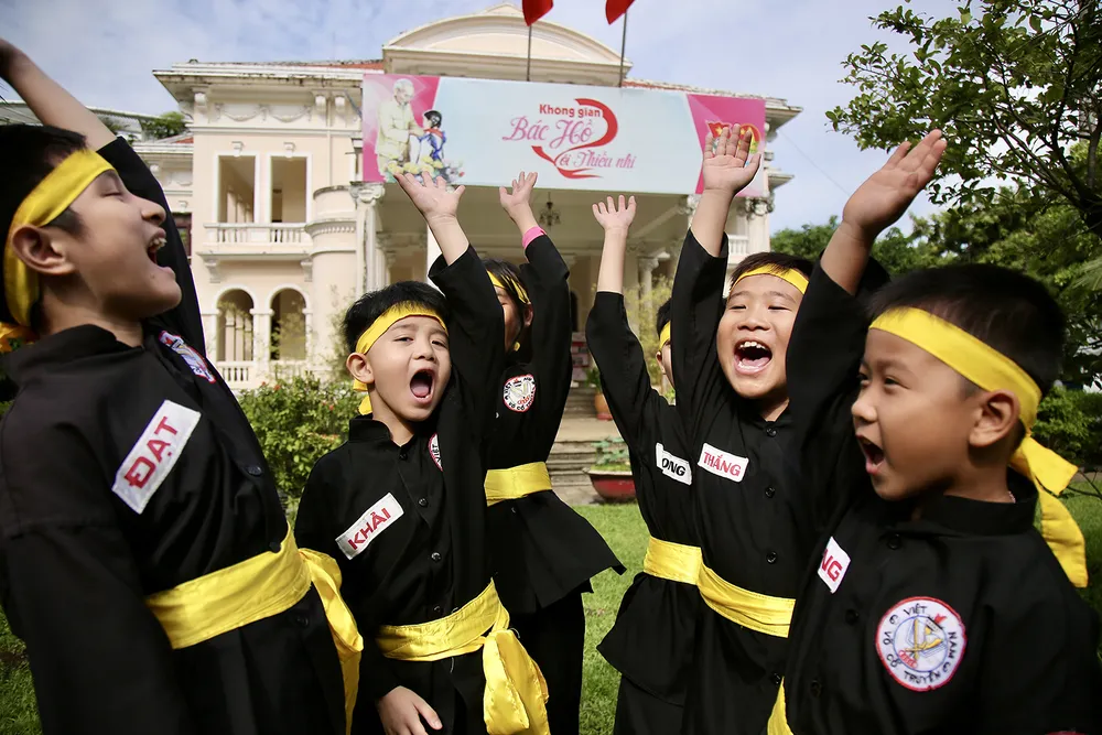 Jeunes athlètes d'arts martiaux traditionnels au 3e Festival des enfants de Hô-Chi-Minh-Ville en 2025 PSA Anh2-Các VĐV nhí môn võ.jpg
