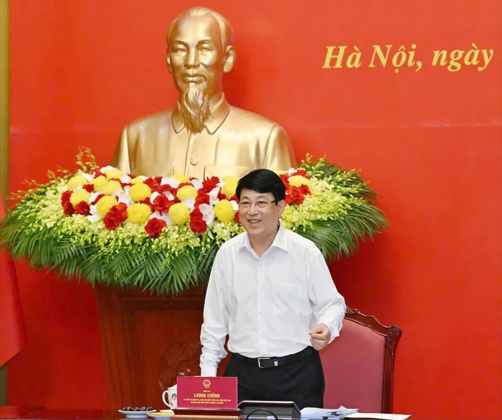 Chủ tịch nước Lương Cường chủ trì phiên họp. Ảnh: VIẾT CHUNG CTN.jpg