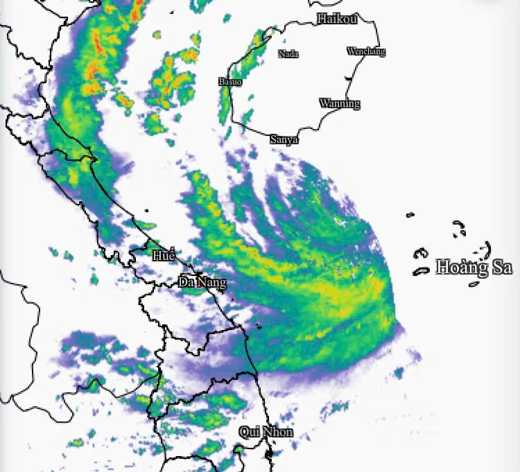 Cập nhật ảnh radar thời tiết của Cục Khí tượng - thủy văn (Bộ Nông nghiệp và Môi trường) cho thấy vùng biển Trung bộ và phía Nam vịnh Bắc bộ đang có mưa lớn lúc 11 giờ ngày 24-8 z6939125767265_7e264df885e8e3a9883cd2c1a03f8dc9.jpg