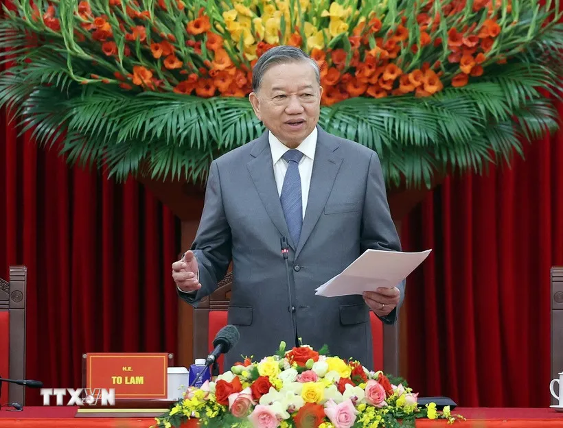 Tổng Bí thư Tô Lâm phát biểu. Ảnh: TTXVN 2610-tong-bi-thu-viet-nam-hoc-15.jpg