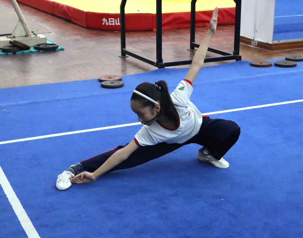 VĐV wushu TPHCM được tập luyện từ nhỏ để đảm bảo những yêu cầu nhanh, mạnh, dẻo, phản ứng nhanh. Ảnh: NGUYỄN ANH