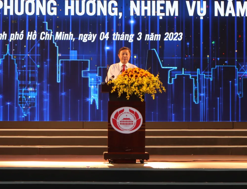 Phó Chủ tịch UBND TPHCM Dương Anh Đức phát biểu chỉ đạo tại hội nghị. Ảnh: THANH TÙNG