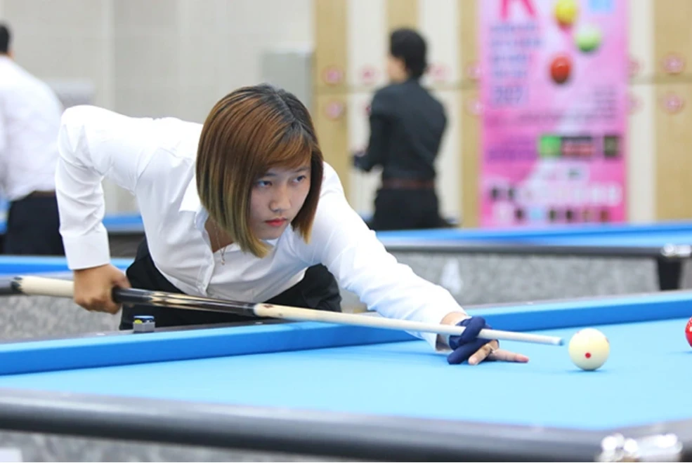 Đương kim vô địch carom 1 băng SEA Games 32 Lê Thị Ngọc Huệ tham gia tranh tài tại giải. Ảnh: LP