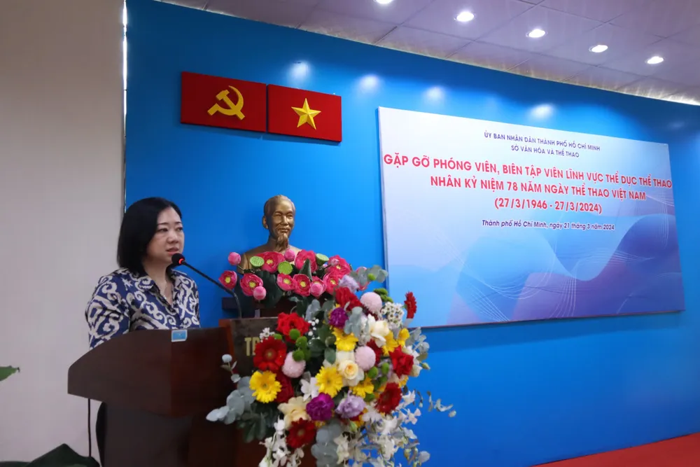 Phó Trưởng phòng Quản lý TDTT- Sở VH-TT TPHCM Trần Mai Thúy Hồng thông tin về các sự kiện trong tháng 3. Ảnh: THANH TÙNG IMG_20240321_152929.jpg