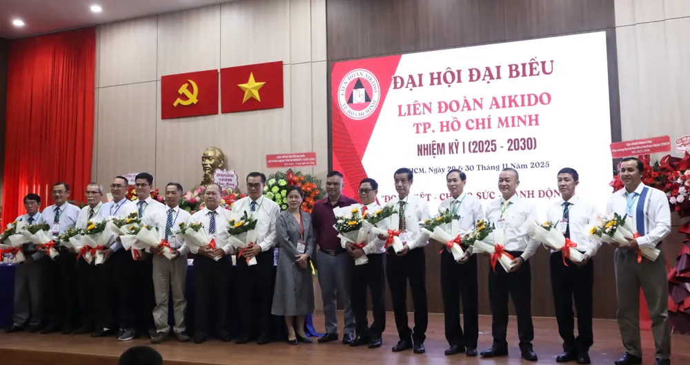 Ban chấp hành Liên đoàn Aikido TPHCM nhiệm kỳ 2025-2030. Ảnh: THANH TÙNG 
